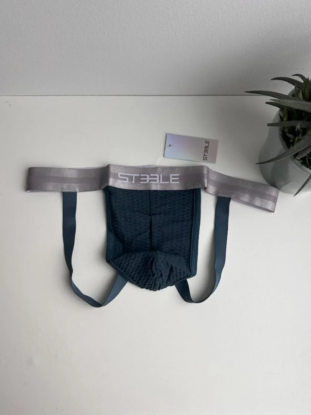ST33LE - Petrol Nylon Elastane Diamond Mesh Jockstrap (L)